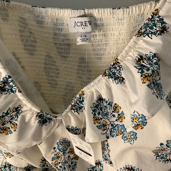 NWT J.Crew Factory V-neck ruffle midi dress Ivory Antique Navy SZ 14 - Picture 6 of 7